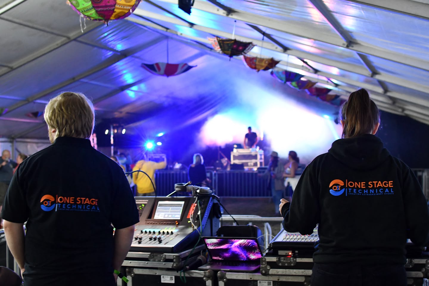 One Stage Technical engineers working at front of house during a live event